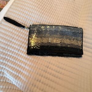 Sequin Clutch Bag - Black and Silver